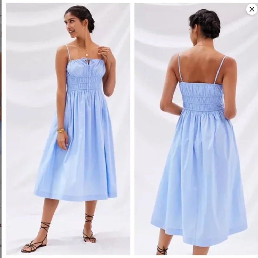 Anthropologie Sunday in Brooklyn Smocked Midi Dress XS Milkmaid Beach Weddings